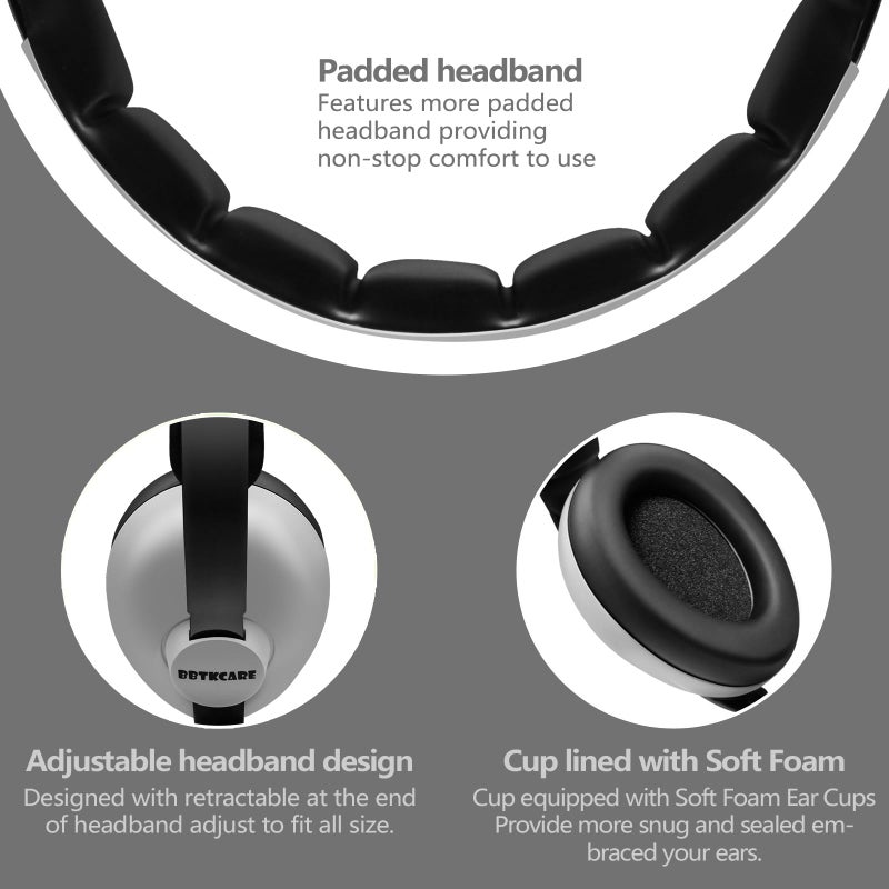 BBTKCARE Baby Ear Protection Noise Cancelling Headphones for Babies for 3 Months to 3 Years - Grey - Image 5