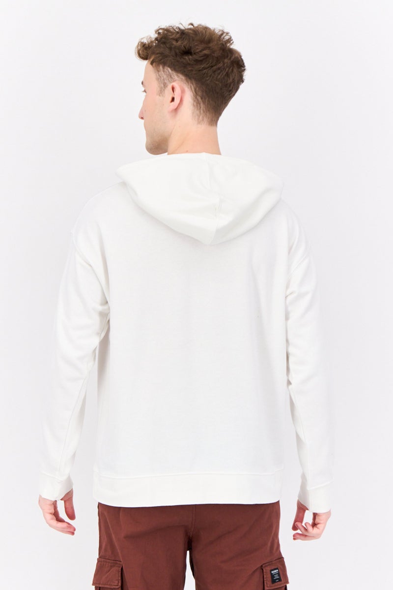 Established Redefining Essentials Men Long Sleeves Brand Logo Hoodie, Off White  - Image 4