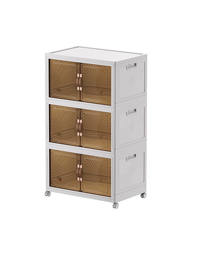 keke 3 Layers Multi-Functional Foldable Storage Cabinet with Doors and Wheels (294L) - Image 1
