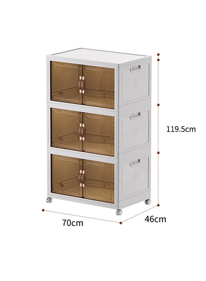 keke 3 Layers Multi-Functional Foldable Storage Cabinet with Doors and Wheels (294L) - Image 2