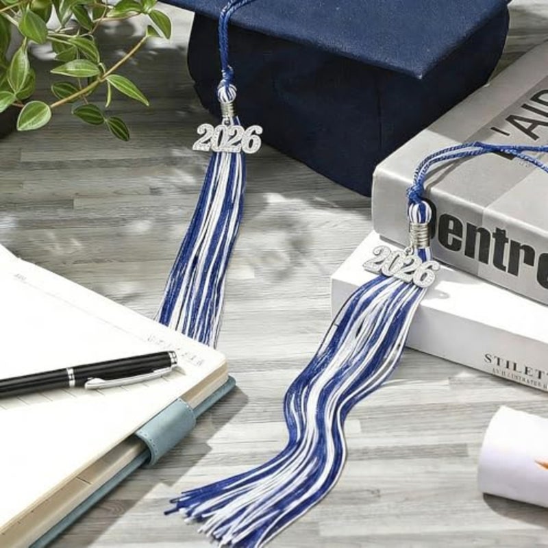 24 Pieces Graduation Tassels with 2026 Year Date Charms Grad Graduation Cap Tassel tion for 2026 Party Gifts Activities, 16.2 Inch Royal Blue, White, Silver - Image 5