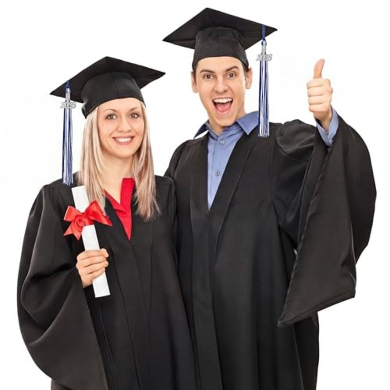 24 Pieces Graduation Tassels with 2026 Year Date Charms Grad Graduation Cap Tassel tion for 2026 Party Gifts Activities, 16.2 Inch Royal Blue, White, Silver - Image 4