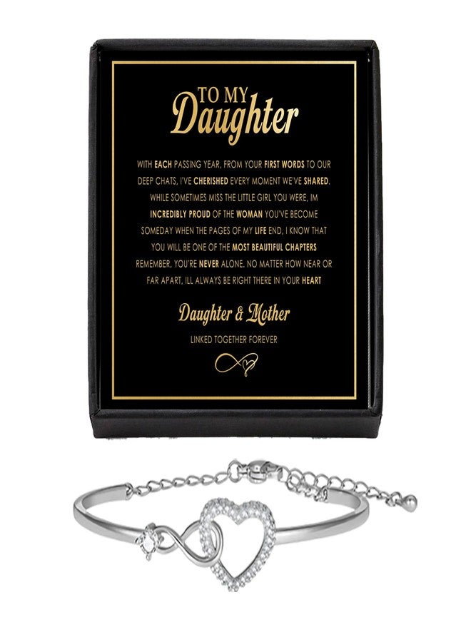 سوار كالا ديكور جيفتس على شكل قلب من الأم أو الأب إلى ابنتي، مع رسالة مؤثرة وعلبة أنيقة، هدية عيد ميلاد للابنة، هدية مجوهرات للبنات في عيد ميلادهن أو تخرجهن - Image 1