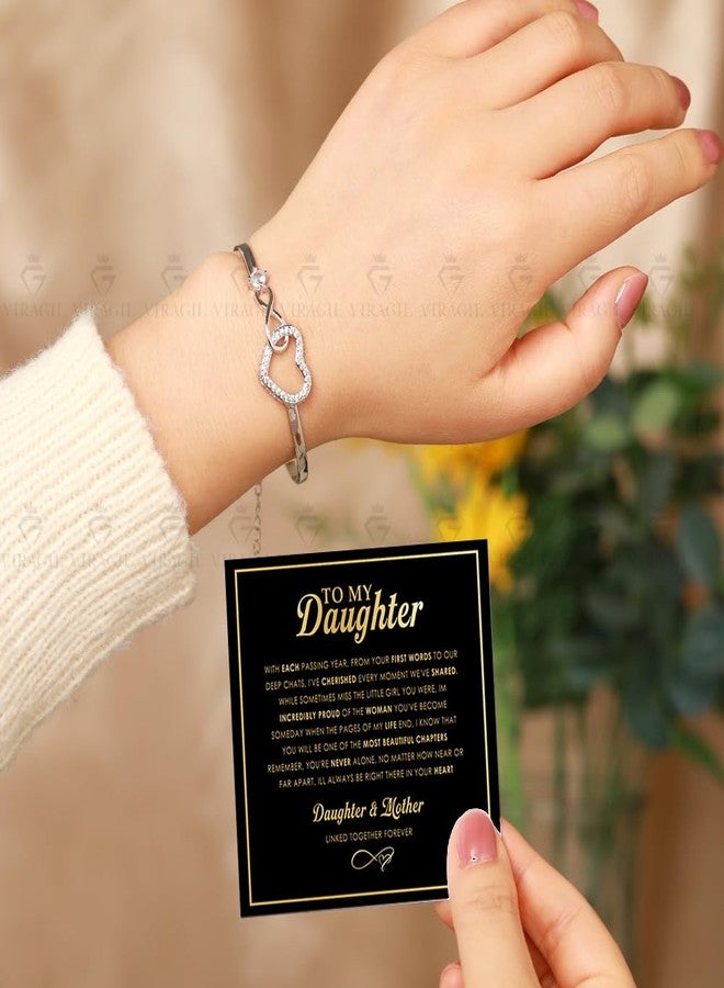 سوار كالا ديكور جيفتس على شكل قلب من الأم أو الأب إلى ابنتي، مع رسالة مؤثرة وعلبة أنيقة، هدية عيد ميلاد للابنة، هدية مجوهرات للبنات في عيد ميلادهن أو تخرجهن - Image 3