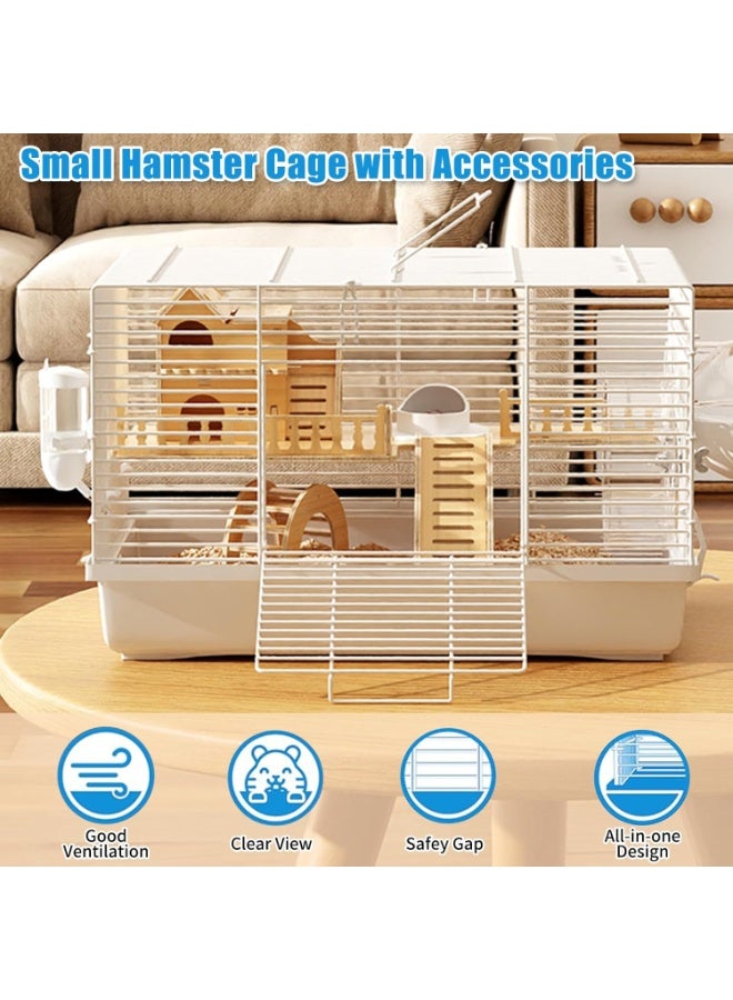 Saudi Select 8 in 1 Hamster Cage, Luxurious Hamster House with Full Viewing, 2-Layer DIY Small Pet Playpen Kennel with All Accessories, Habitat for Golden Bears, Hedgehogs, Gerbils 47x30x30cm - Image 4