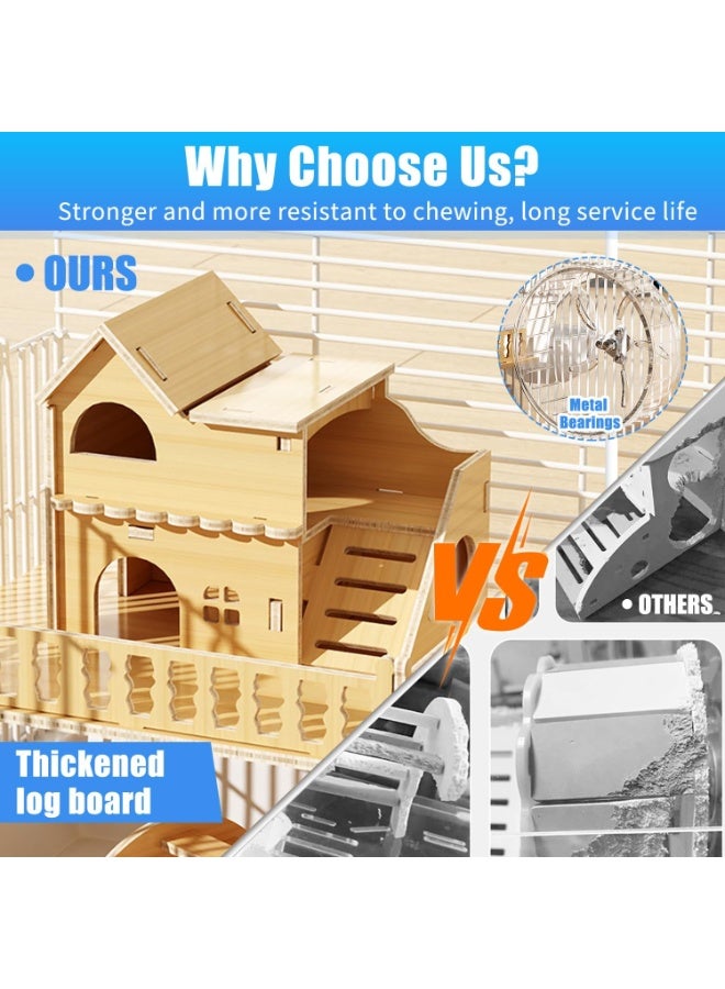 Saudi Select 8 in 1 Hamster Cage, Luxurious Hamster House with Full Viewing, 2-Layer DIY Small Pet Playpen Kennel with All Accessories, Habitat for Golden Bears, Hedgehogs, Gerbils 47x30x30cm - Image 5