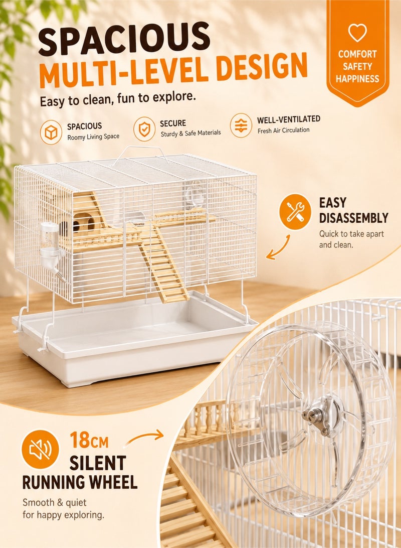 Saudi Select 9 in 1 Hamster Cage, Luxurious Hamster House with Full Viewing, 2-Layer DIY Small Pet Playpen Kennel with All Accessories, Habitat for Golden Bears, Hedgehogs, Gerbils 47x30x30cm - Image 3