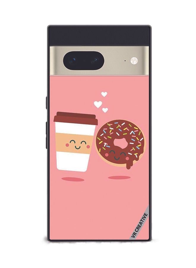 VR CREATIVE Protective Case Cover For Google Pixel 7 Donut And Coffee Design Multicolour - Image 1