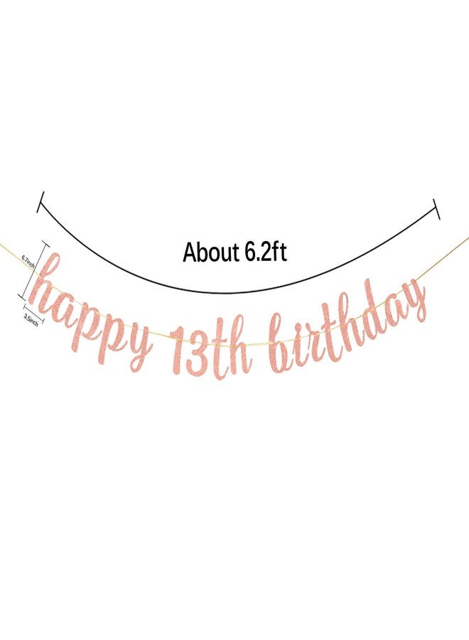 INNORU Glitter Happy 13th Birthday Banner - Cheers to 13 Years Birthday Party Bunting Decorations Rose Gold - Image 5