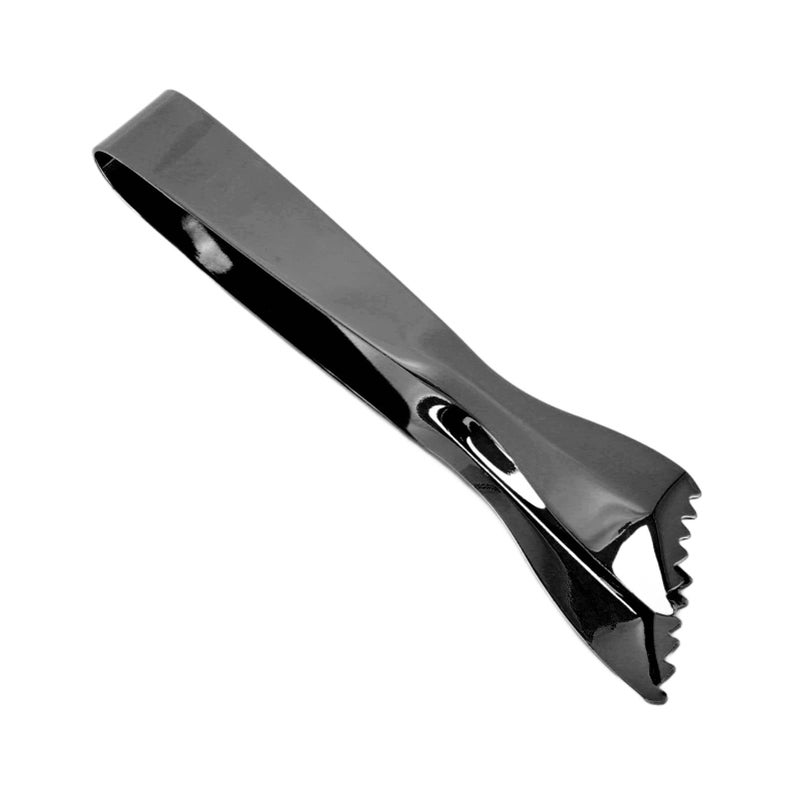 Black Plated Stainless Steel Ice Tongs Non Slip Kitchen Bar Tool - Image 3