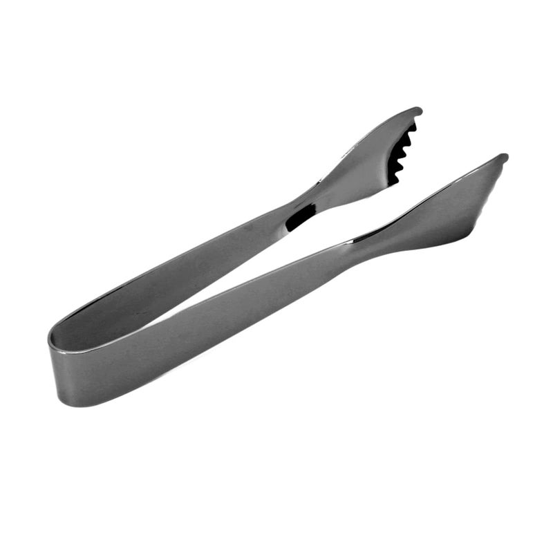 Black Plated Stainless Steel Ice Tongs Non Slip Kitchen Bar Tool - Image 2