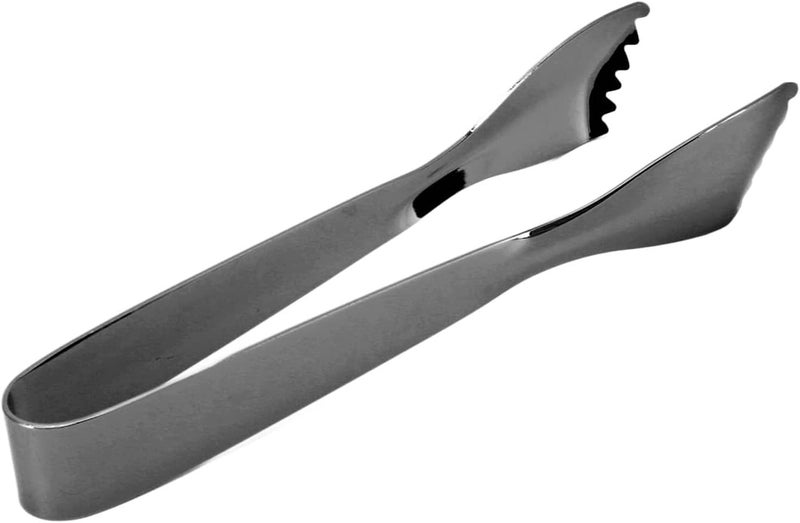 Black Plated Stainless Steel Ice Tongs Non Slip Kitchen Bar Tool - Image 1
