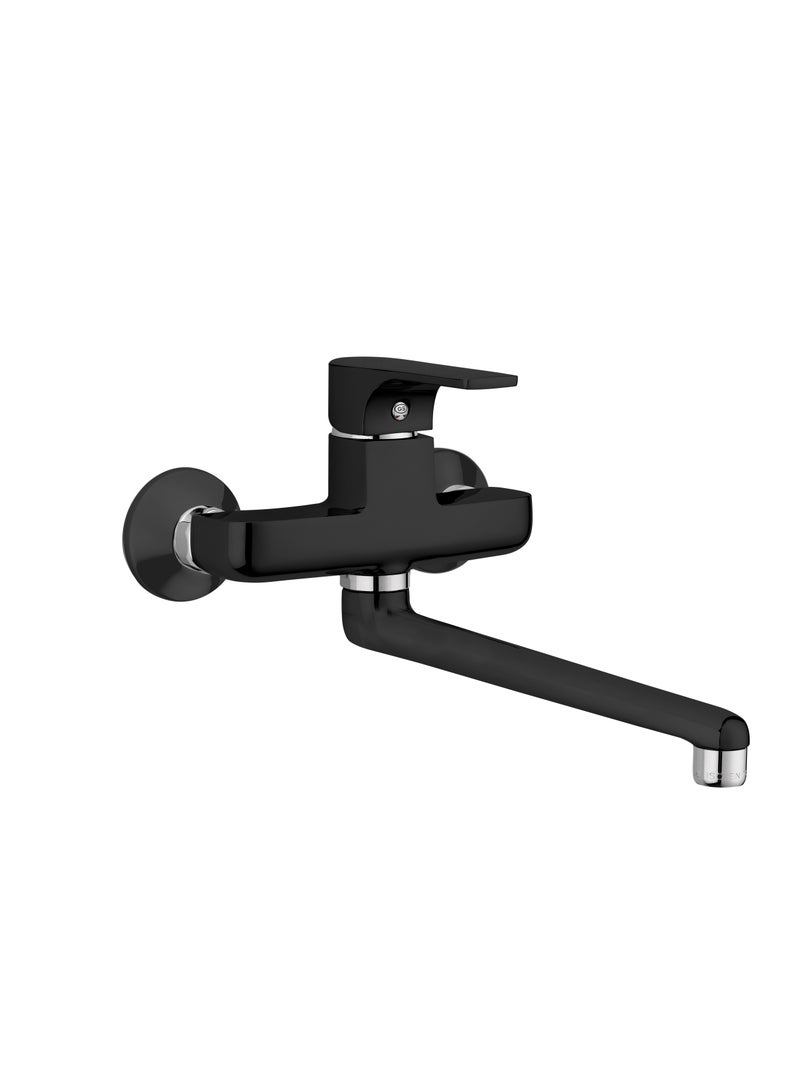 GS Rubinetterie Single Lever Wall Mounted Kitchen Sink Faucet Black Chrome - 2472BC - Image 1