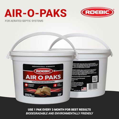 Roebic AOP Air-O-Paks for Aerated Septic Systems: Dissolves in Water, Degrades Grease, Proteins, Soaps, Chemicals - Four 8-Ounce Packets, 8 oz - Image 2
