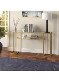 Metal Console Table With Glass Shelf Gold 130x80x40cm - pzsku/ZB0411541B60B34672887Z/45/_/1716221169/114189e5-da7e-4251-9c99-d5f6c6d82e0e