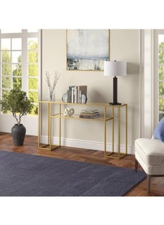 Metal Console Table With Glass Shelf Gold 130x80x40cm - pzsku/ZB0411541B60B34672887Z/45/_/1716221229/15ece526-bd03-4371-b4ee-35b7a4ff41e4