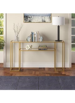 Metal Console Table With Glass Shelf Gold 130x80x40cm - pzsku/ZB0411541B60B34672887Z/45/_/1716221249/a21394b0-94f3-4af8-9200-2318e5e127ea