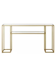 Metal Console Table With Glass Shelf Gold 130x80x40cm - pzsku/ZB0411541B60B34672887Z/45/_/1716221279/bfef2b6e-d9a5-4b5b-8e49-2c8cde8dff19