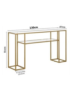 Metal Console Table With Glass Shelf Gold 130x80x40cm - pzsku/ZB0411541B60B34672887Z/45/_/1716221400/a202205d-4ccd-4c8a-b3fa-fc5ecf8b389b