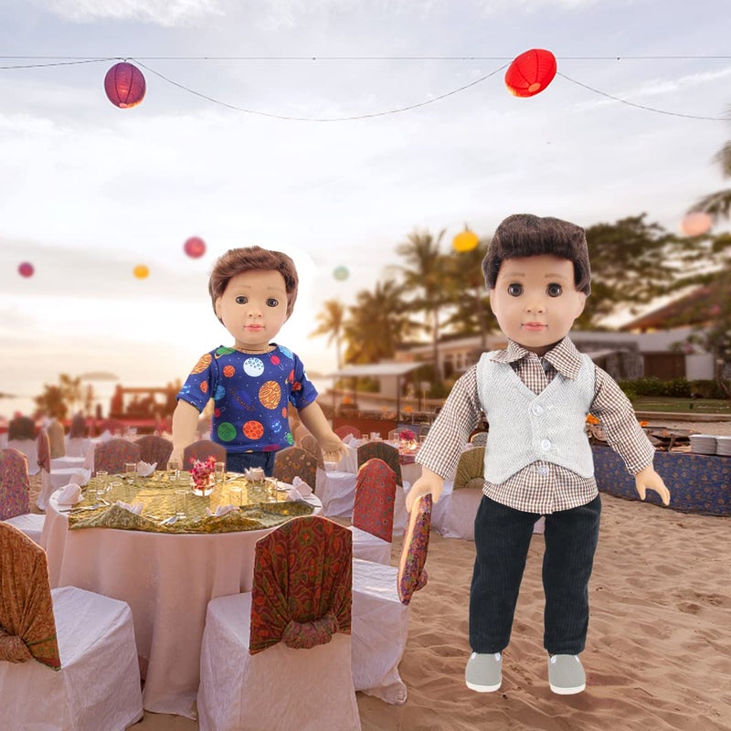 Ecore Fun 5 Sets Boy Doll Clothes and 3 Pairs of Shoes Fit for 18 Inch Boy Dolls Clothes Outfit Birthday Reward Gift for Kids - Image 5