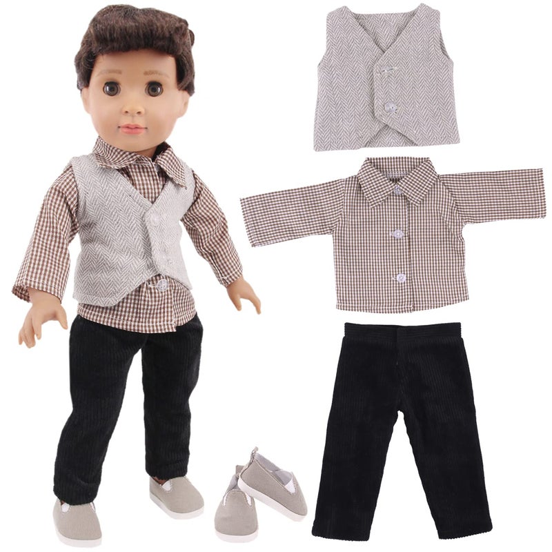 Ecore Fun 5 Sets Boy Doll Clothes and 3 Pairs of Shoes Fit for 18 Inch Boy Dolls Clothes Outfit Birthday Reward Gift for Kids - Image 3
