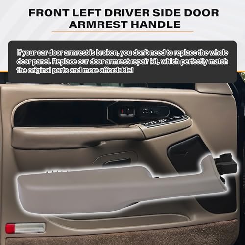 SAYNO 12472876 Front Driver Side Door Armrest Handle Compatible with 1999-2006 Chevy Suburban Silverado Sierra Tahoe Avalanche Escalade & GMC Yukon, Front Left Side Door Arm Rest with Handle, Beige - Image 2