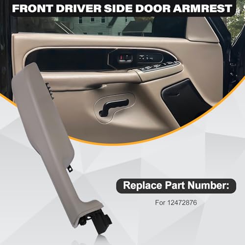SAYNO 12472876 Front Driver Side Door Armrest Handle Compatible with 1999-2006 Chevy Suburban Silverado Sierra Tahoe Avalanche Escalade & GMC Yukon, Front Left Side Door Arm Rest with Handle, Beige - Image 4