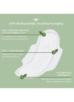 ORGANYC Organyc - 100% Certified Organic Cotton Feminine Pads, Sanitary Napkin 40 Count, Moderate Flow, Regular Absorbency, New Larger Size Packaging  - Image 2
