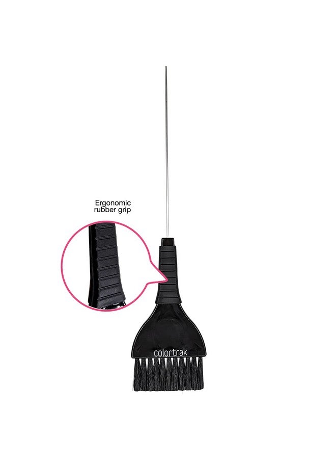 Duo Color Brush, Pin Tail Ideal For Sectioning, Firm Straight Bristles, Ergonomic Rubber Grip, Contoured Thumb Groove To Prevent Fatigue, Easy To Clean, Black