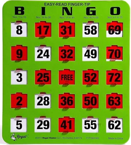 Regal Games Regal Bingo Bulk Bingo Cards with Sliding Windows Reusable Large Print Bingo Game Cards for Adults Large Group 25 Pack Green - Image 1