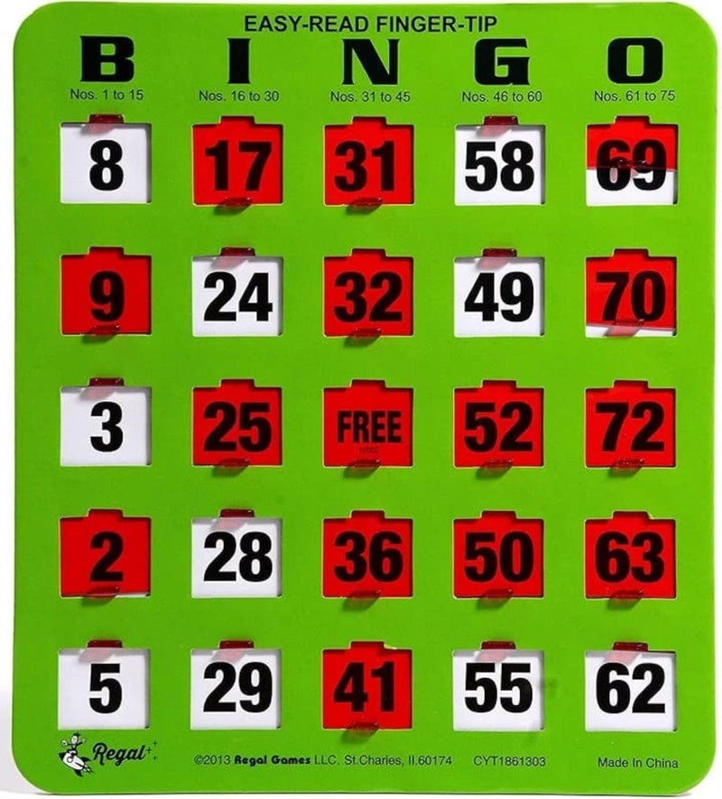 Regal Games Regal Bingo Bulk Bingo Cards with Sliding Windows Reusable Large Print Bingo Game Cards for Adults Large Group 25 Pack Green - Image 2