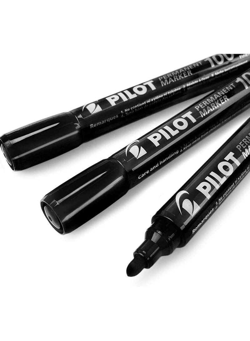 بايلوت قلم تحديد دائم بايلوت SCA-100 برأس مستدير - رأس 4.0 مم - 4.5 مم، أسود، مجموعة من 12 قلمًا - Image 1