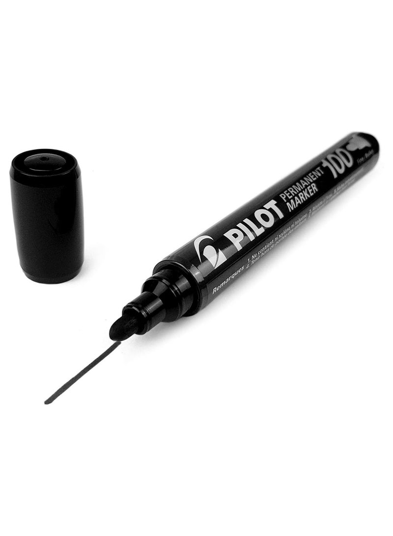 بايلوت قلم تحديد دائم بايلوت SCA-100 برأس مستدير - رأس 4.0 مم - 4.5 مم، أسود، مجموعة من 12 قلمًا - Image 2