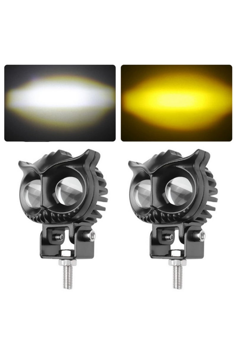 2.5 بوصة مصباح عمل LED، مصباح أمامي للسيارة، ضوء سبوت، لون مزدوج أبيض وأصفر، مصباح قيادة، مصباح أوف رود للدراجات النارية، مصباح ضباب - قطعتان - Image 3