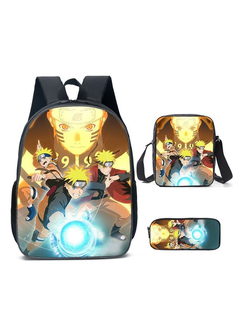 Naruto Cartoon Anime Student Backpack Three-Piece Set 29*42*16cm