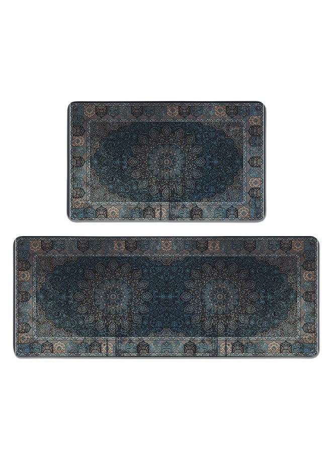 Generic 2 PCS Kitchen Floor Mats Rugs Set, Cushion Floor Carpet, Waterproof, Oil Resistant and Anti-Fatigue PU Standing Mat for Kitchen, Floor, Office, Sink, Laundry 45*75CM+45*120CM  - Image 1