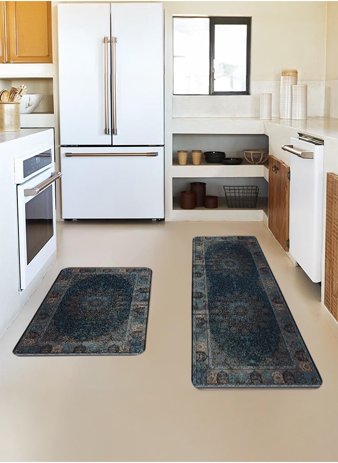 Generic 2 PCS Kitchen Floor Mats Rugs Set, Cushion Floor Carpet, Waterproof, Oil Resistant and Anti-Fatigue PU Standing Mat for Kitchen, Floor, Office, Sink, Laundry 45*75CM+45*120CM  - Image 3