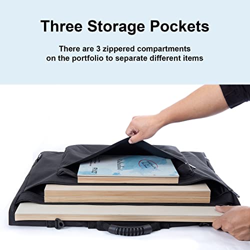 JJRING 24x36 Art Portfolio Tote Bag - Large Carrying Storage Case with Handle & Adjustable Shoulder Strap, Portfolio Folder for Artwork, Posters, Canvas, Drawing Boards - Image 3