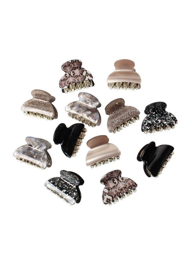 Cuizhiyu 1.57 Inch Floral Printed Medium Acrylic Hair Claw Clips For Girls And Womenplastic Noslip Grip Jaw Hair Clip Hair Jaw Clamppack Of 12 (Color E) - Image 2