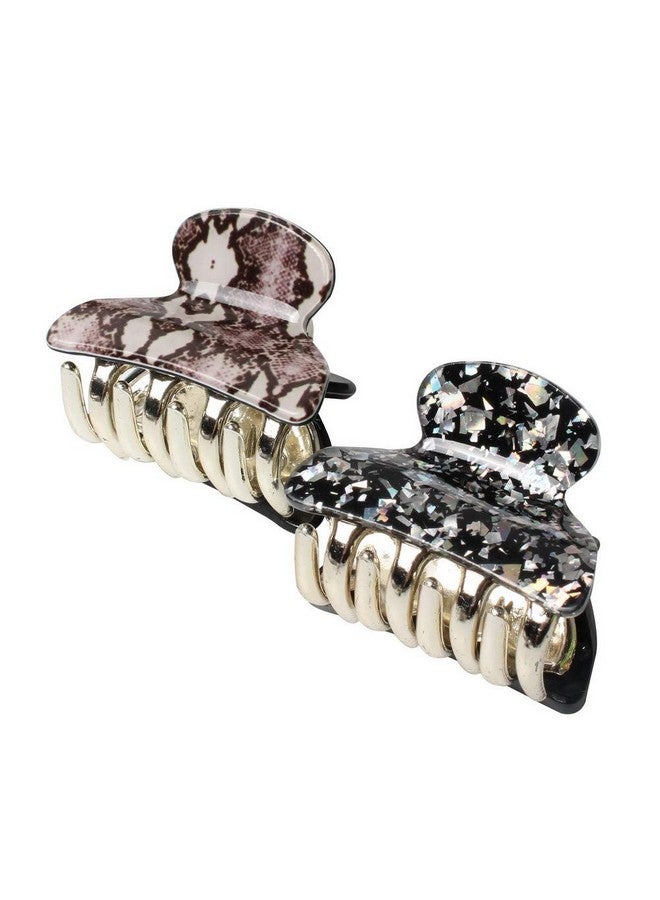 Cuizhiyu 1.57 Inch Floral Printed Medium Acrylic Hair Claw Clips For Girls And Womenplastic Noslip Grip Jaw Hair Clip Hair Jaw Clamppack Of 12 (Color E) - Image 4