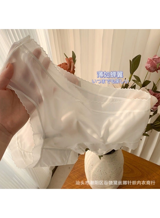Style Thin Lace Girl Underwear Women's Ice Silk Air Mask Pants Quick-drying Cotton Antibacterial Crotch Seamless Briefs