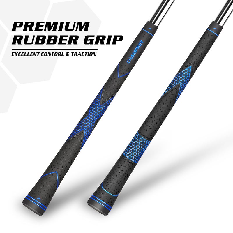 CHAMPKEY Premium Rubber Golf Grips 13 Pack | High Traction and Feedback Rubber Golf Club Grips | Choose Between 13 Grips with 15 Tapse and 13 Grips with All Kits - Image 2