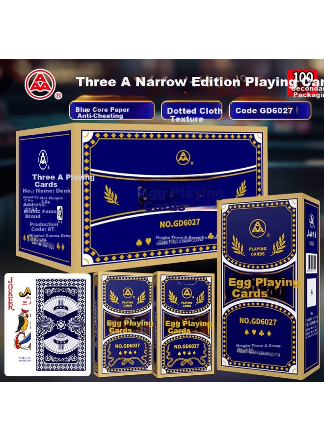 Aaa Guandan Playing Cards Aaa Game Room 3a Blue Core Paper 55*95 Full Box Gd6027 Narrow Version 100 Decks - Image 1