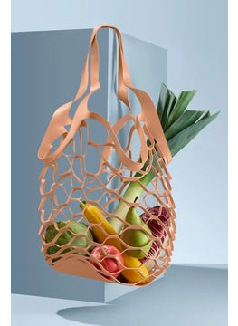 Tchibo Leather Net Shopper Bag 24 H x 47 L x 13 W cm, Tan  - Image 1