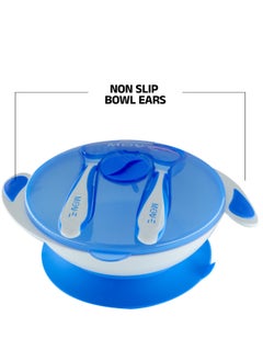 MOVE ON 330ML Baby Suction Bowl with Spoon & Fork for Infant & Toddlers,BPA Free, Blue  - Image 4