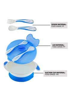 MOVE ON 330ML Baby Suction Bowl with Spoon & Fork for Infant & Toddlers,BPA Free, Blue  - Image 3
