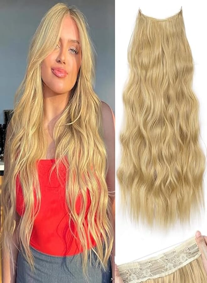 Women's Hair Extension Full Head Wig 24Inch - 58-65 CM-150 G -Synthetic Natural curly Hair Pieces with 5 Clip Wig- NO jw-245-N15A-BLOND