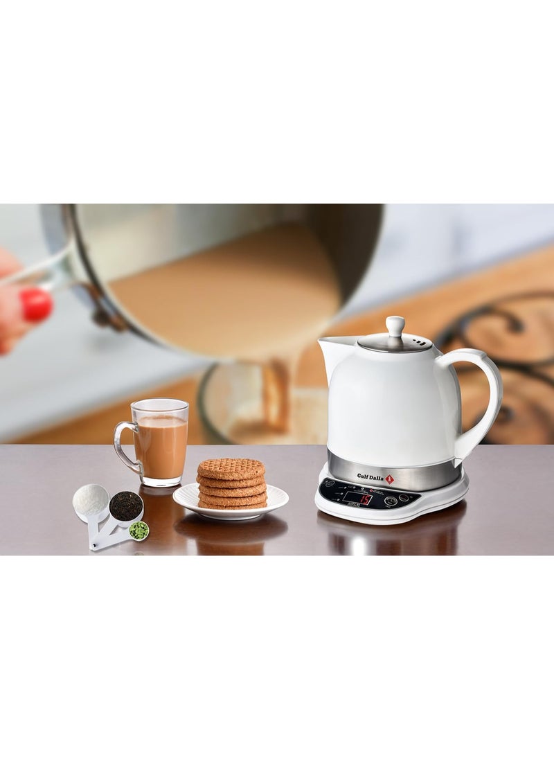 Gulf Dalla Gulf  Dalla Arabic Turkish Karak Tea & Coffee Maker Electric Kettle 1200 Ml 1000 Watt White GA-C93881  - Image 3