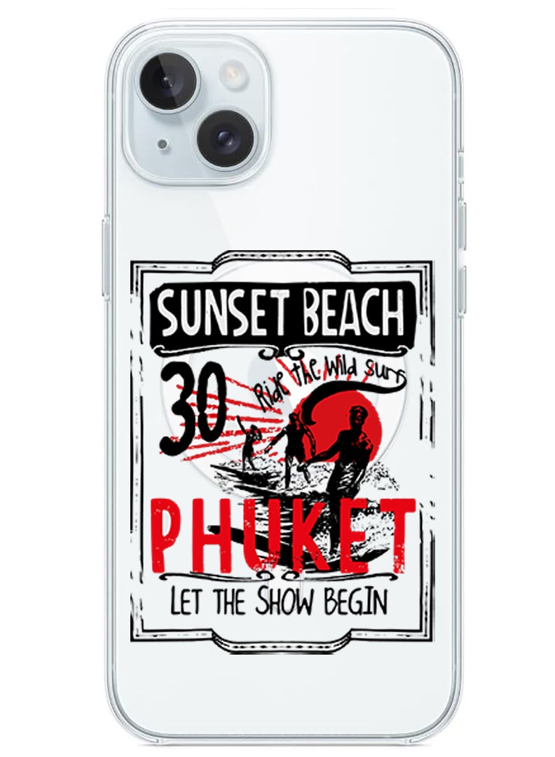 Theodor Magnetic Case for iPhone 15 Plus 6.7-inch Compatible with MagSafe Wireless Charging, Shockproof Phone Bumper Cover Sunset Beach copy - Image 1