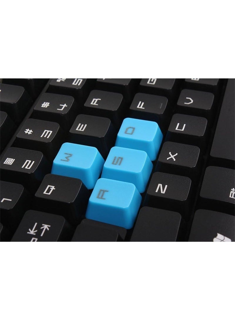 لوحة مفاتيح للألعاب مزودة بمفاتيح WASD مميزة باللون الأزرق، سلكية USB، تصميم كامل الحجم، تصميم مريح، أسود (Q60) - Image 2